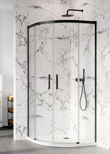 Radaway Idea Black PDD oldalfalak 80Rx120L íves fekete zuhanykabin átlátszó üveges