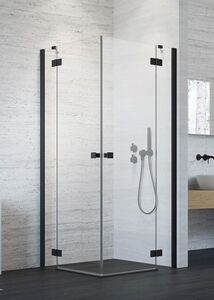 Radaway Essenza New Black KDD 100 Bal szögletes fekete zuhanykabin átlátszó üveges