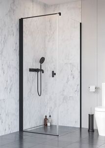 Radaway Nes Black KDJ I ajtó 80 B szögletes aszimmetrikus fekete zuhanykabin átlátszó üveges
