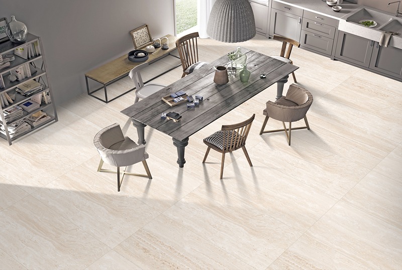 LIMURIA TRAVERTIN LIGHT BEIGE Rect. 60×120 polírozott magasfényű padlólap